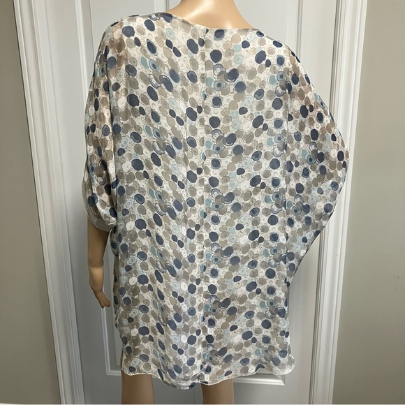 Blue and white polka dot sheer blouse with sequins - Picture 5 of 9